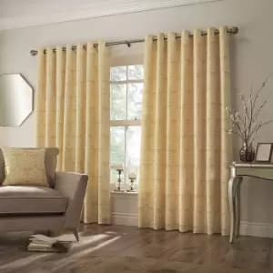 Paoletti Horto Eyelet Curtains (46in x 56in) (Ochre Yellow)