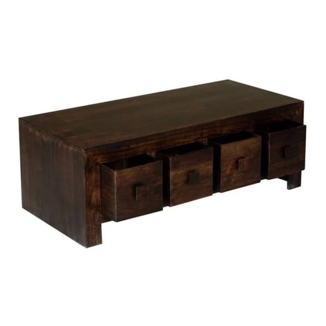 Jaipur Furniture Ltd 8 Draw Coffee Table - Mango Wood - L55 x W118 x H40cm - Dark Finish in Brown Brown Unisex