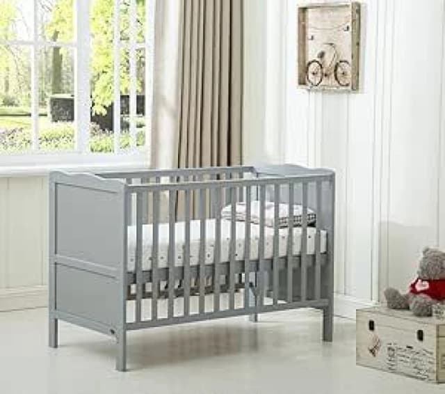 MCC Direct Wooden Cotbed Baby Cot Bed with Mattress - Orlando Grey