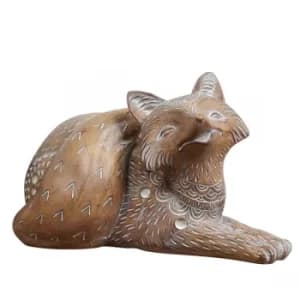 Carved Sandstone Effect Fox Ornament