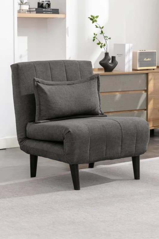 More4Homes Harper 1 Seater Folding Clic Clac Fabric Living Room Lounge Futon Sofa Bed Charcoal, Grey 5.05574E+12