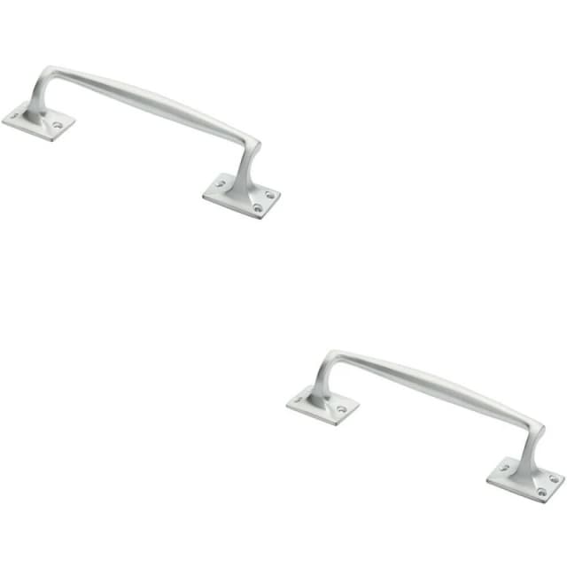 Loops 2x One Piece Door Pull Handle 250mm Length 54mm Projection Satin Chrome Multi unisex