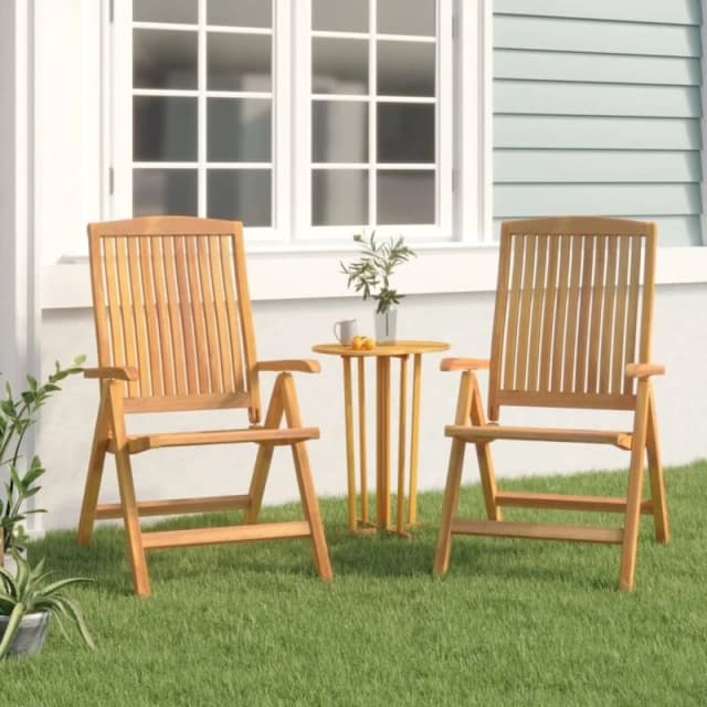 VIDAXL Reclining Garden Chair 2 pcs Solid Wood Teak Vidaxl 8720845727857