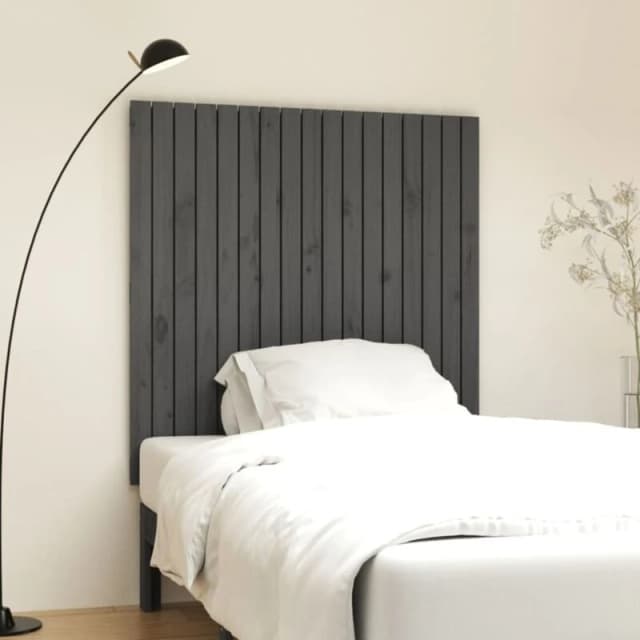 Vidaxl Wall Headboard Grey 108X3X110 Cm Solid Wood Pine, Grey 824925