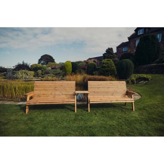 Churnet Valley Garden Furniture Ltd Valley 2X3B Set Straight Tray - Fully Assembled - Set of Cushions Inc in Brown Brown Unisex