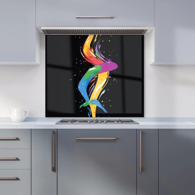 Warren Reed - Designer Vibrant Flow: Abstract Pride Fish Kitchen Splashback in White Size: 600mm x 750mm White Unisex 600mm x 750mm