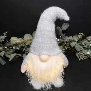 39cm Battery Operated LED Plush Grey & White Sitting Gonk Christmas Decoration