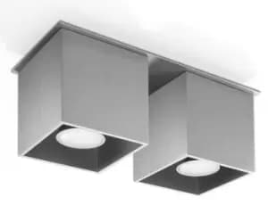 Quad 2 Light Suface Mounted Downlight Grey, GU10