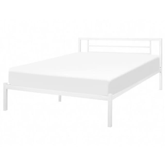 Beliani Bed Metal Cusset 140 X 200 Cm (Eu Double) White