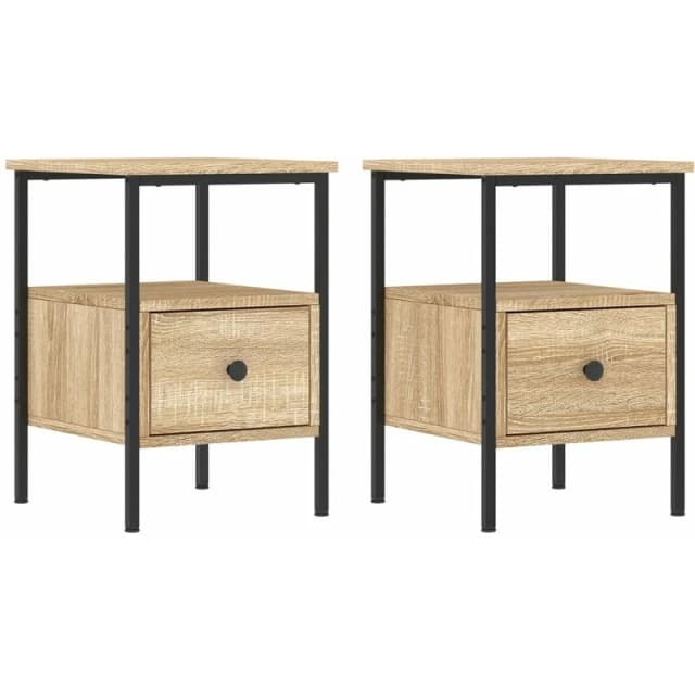 Vidaxl Bedside Cabinets 2 Pcs Sonoma Oak 34X36X50 Cm Engineered Wood, Brown 826046