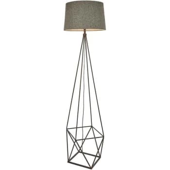 Endon Apollo - 1 Light Floor Light Aged Copper & Grey Fabric, E27