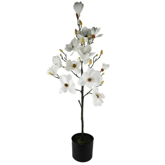 Leaf 110cm Magnolia Artificial Tree White Potted Green unisex