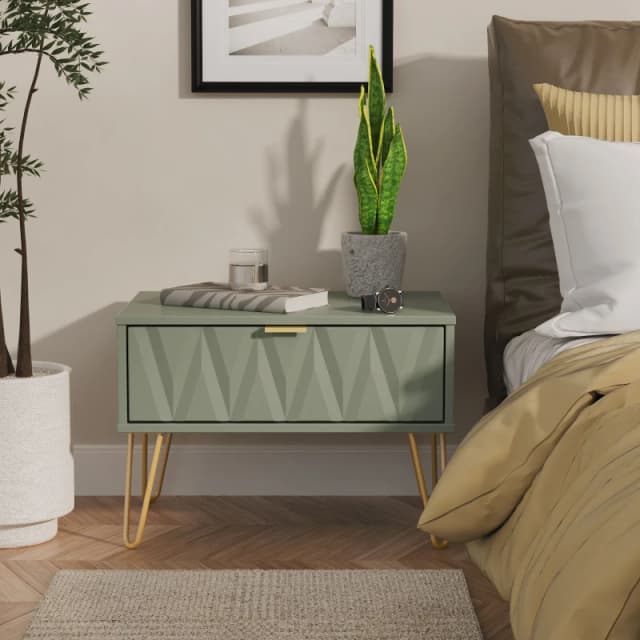 Ready Assembled 2 U Dallas 1 Drawer Wide Side Table (Ready Assembled) in Pale Green Pale Green Unisex