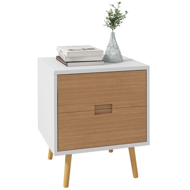 HOMCOM Bedside Table with 2 Drawers for Bedroom - Living Room TJ Hughes 5056725543884
