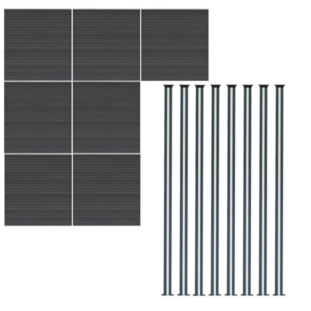 Monstershop Composite Fence Panels & LED Posts 6ft x 40ft - Grey Grey Unisex