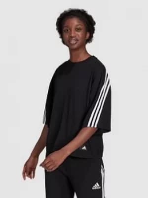 adidas Futire Icons 3 Stripes Tee, Black Size M Women