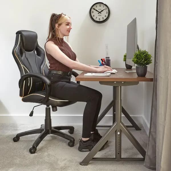 X Rocker X Rocker Maverick Height Adjustable Office Gaming Chair with Natural Lumbar support - Black/Gold 2021071