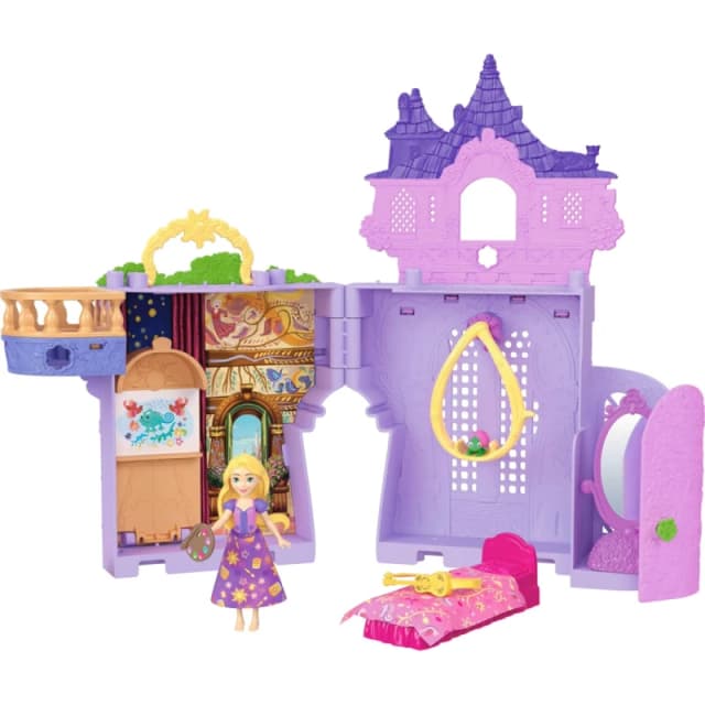 Mattel Disney Princess Toys Rapunzel Storytime Stackers Doll House Tower with Rapunzel Small Doll 1 Pascal Figure & 7 Accessories Inspired by Movie