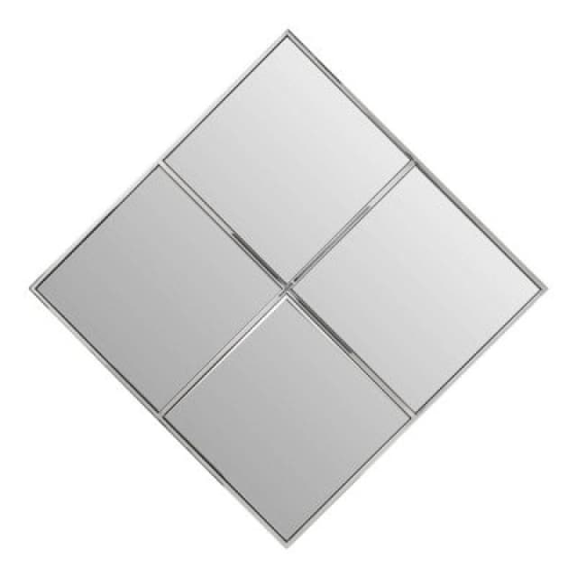 Orsina Diamond Frame Wall Mirror, Silver Segmented Geometric Wall Mirror With Stainless Steel Frame
