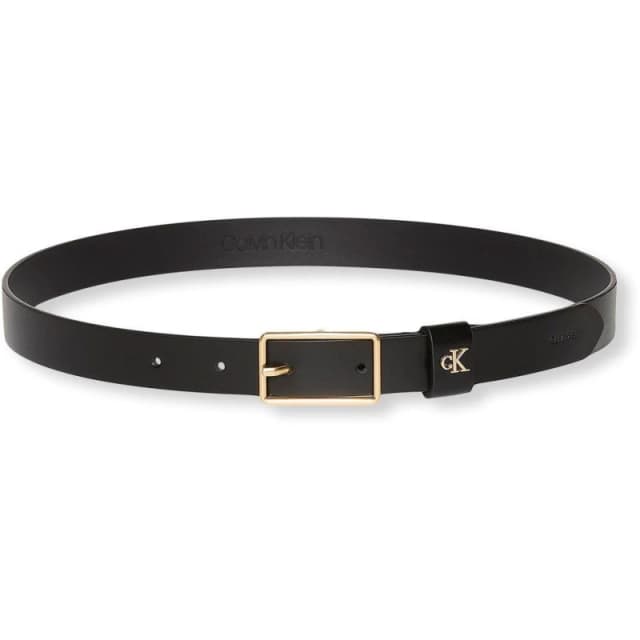 Calvin Klein Womens Square Buckle Faux Leather Belt Black/Light Gld female 85