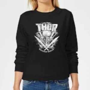 Marvel Thor Ragnarok Thor Hammer Logo Womens Sweatshirt - Black - XXL