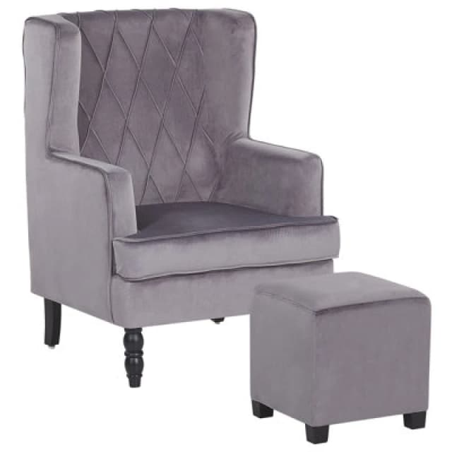 Beliani Retro Armchair Sandset Velvet Grey