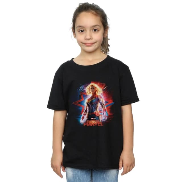 Marvel Captain Poster Cotton T-Shirt Black female