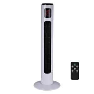 HOMCOM 38'' Freestanding Tower Fan, 3 Speed 3 Mode, 12h Timer, 70 Degree Oscillation, LED Panel, 5M Remote Controller, White