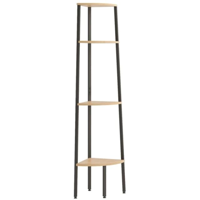 Vidaxl 4-tier Corner Shelf Light Brown And Black 45.5X31.5X150 Cm, Brown 336391