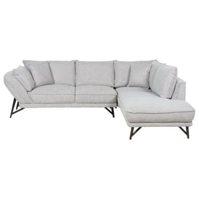 Beliani Corner Sofa 3 Seater Elga Linen Light Grey Left Hand