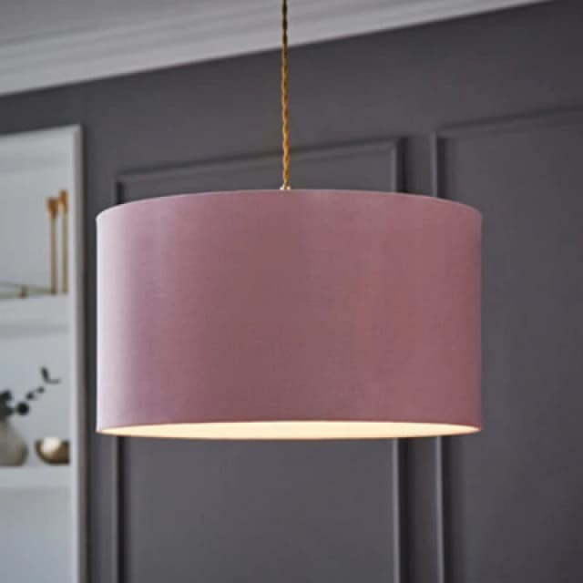 VALUELIGHTS Velvet Ceiling Light Shade Lampshade Drum Pendant Easy Fit - Large - Blush 26290