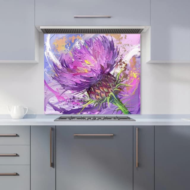 Warren Reed - Designer Abstract Thistle Explosion Kitchen Splashback in Black Size: 600mm x 750mm Black Unisex 600mm x 750mm