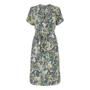 Yumi Green Leaf Print Shirt Dress - Green