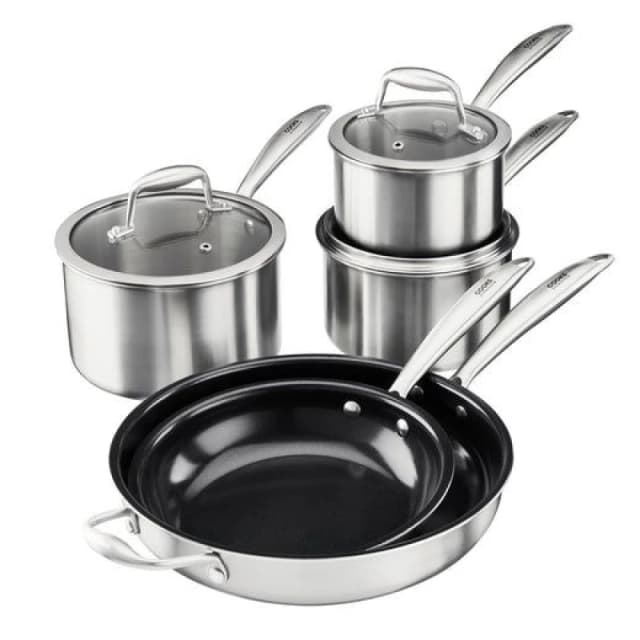 Cooks Professional 5 Piece Tri-Ply Cookware Set - 2 x Frying Pans & 3 x Saucepans in Silver Size: 5 Pack Silver Unisex 5 Pack