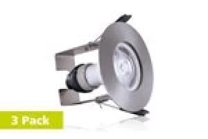 Integral Evofire 70mm cutout Fire Rated Static Downlight Round Satin Nickel with Insulation Guard and GU10 Holder - 3 Pack