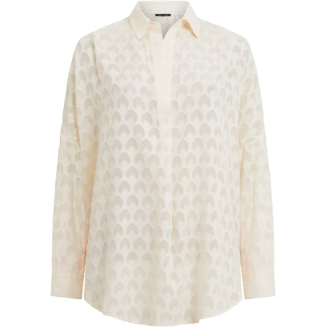 French Connection Geo Burn-Out Popover Shirt Blouses - Long Sleeve 8 (XS) Cream 54320469310