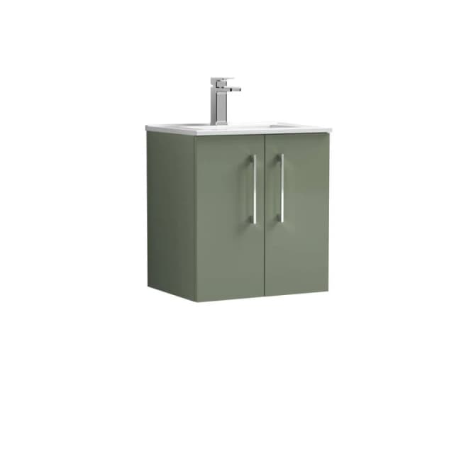 Balterley Bathroom 2 Soft Close Door, Wall Hung Vanity Unit, Satin Green, 500mm in Green Green Unisex