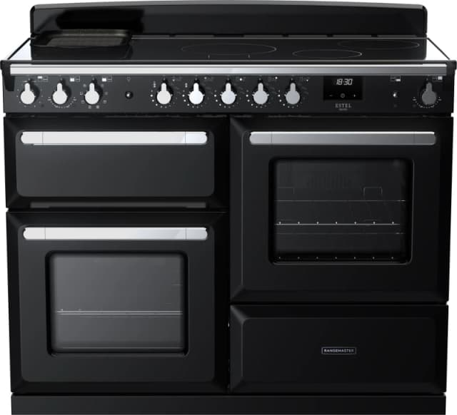 Rangemaster Estel Deluxe ESDLO110EIPGBL/CM1 110cm Electric Range Cooker with Induction Hob - Black / Chrome - A Rated