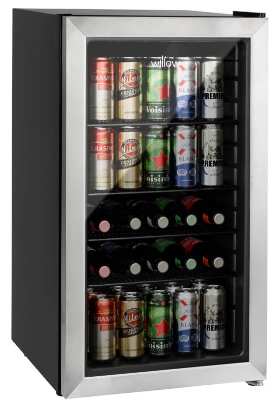 Willow Undercounter Drinks/Beer Fridge 98L With Triple Glazed Door in Silver Silver Unisex