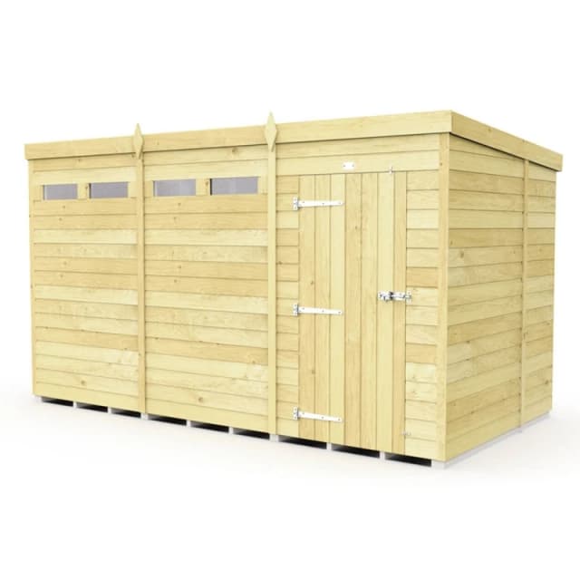 Buttercup Farm 12 x 6 Feet Pent Security Shed - Single Door - L178 x W358 x H201cm in Brown Brown Unisex