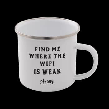 Find Me Where The WiFi Is Weak Enamel Mug - White