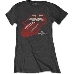 The Rolling Stones - Vintage Tongue Logo Womens Large T-Shirt - Grey