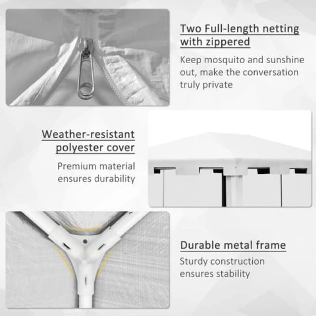 Outsunny 4x3m Gazebo Outdoor Waterproof PE Canopy - White 84C-022V03WT