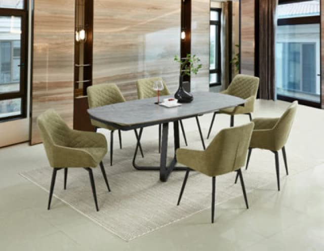 Ds Living Arden Lighted Grey Cracked Stone Ceramic Dining Room Table