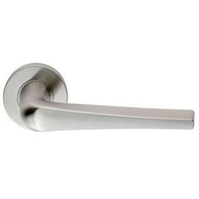 Loops PAIR Straight Flat Topped Bar Handle on Round Rose Concealed Fix Satin Steel Metallics