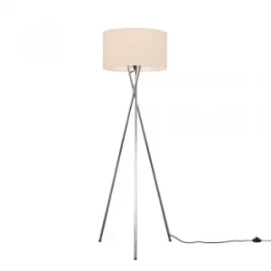 Camden Chrome Tripod Floor Lamp with XL Mink Reni Shade