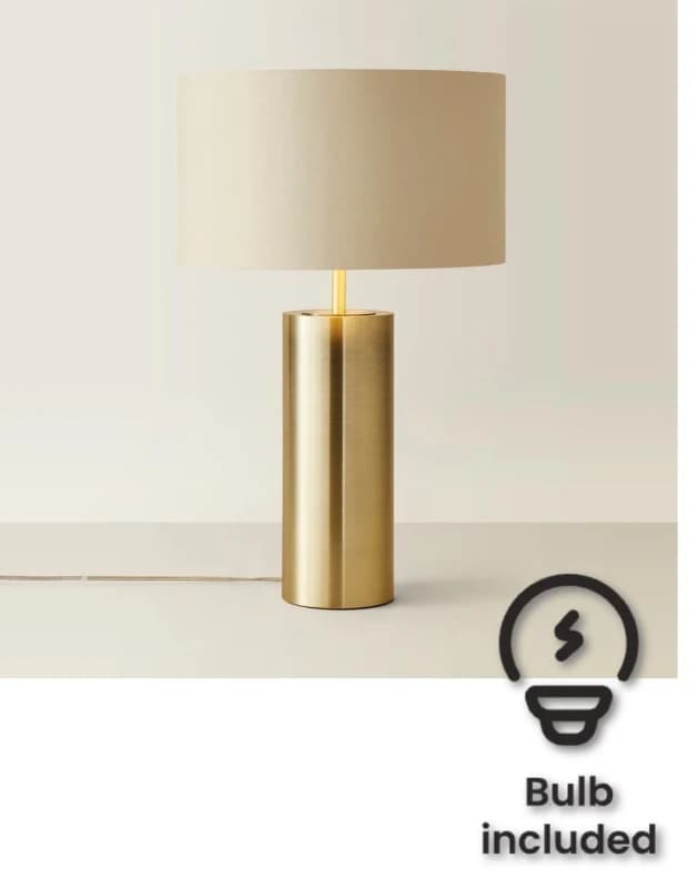 ValueLights Lexy Beige & Metallic Gold Shade with Gold Dimmable Touch Table Lamp & LED Bulb Beige