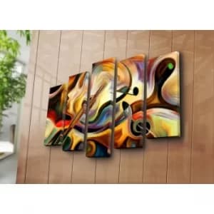 5PATK-231 Multicolor Decorative Canvas Painting (5 Pieces)
