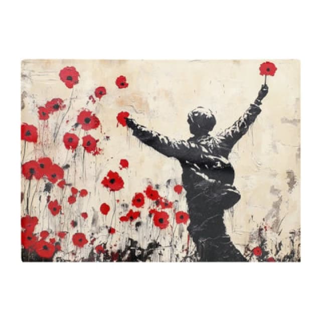 Warren Reed Designer Banksy Inspired Poppy Fields Chopping Board