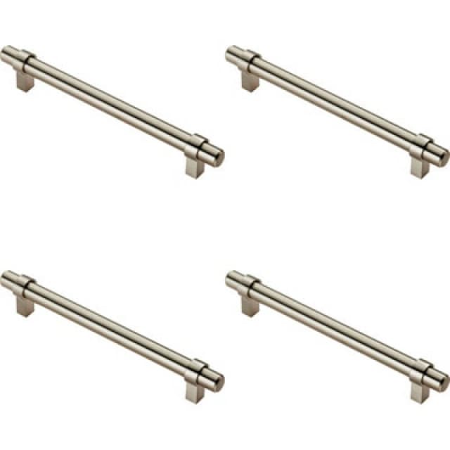 Loops 4x Round T Bar Cabinet Pull Handle 200 x 14mm 160mm Fixing Centres Satin Nickel Metallics unisex